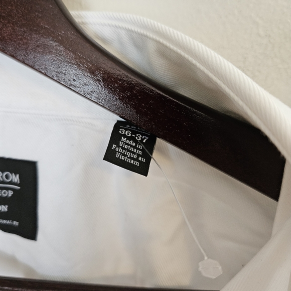 Nordstrom White Button Down Shirt 16 1/2 36-37 Business Casual Neutral - Picture 7 of 10
